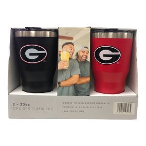 Collegiate Licensed Insulated Drinkware 2-Pack, Georgia Bulldogs Simple Modern